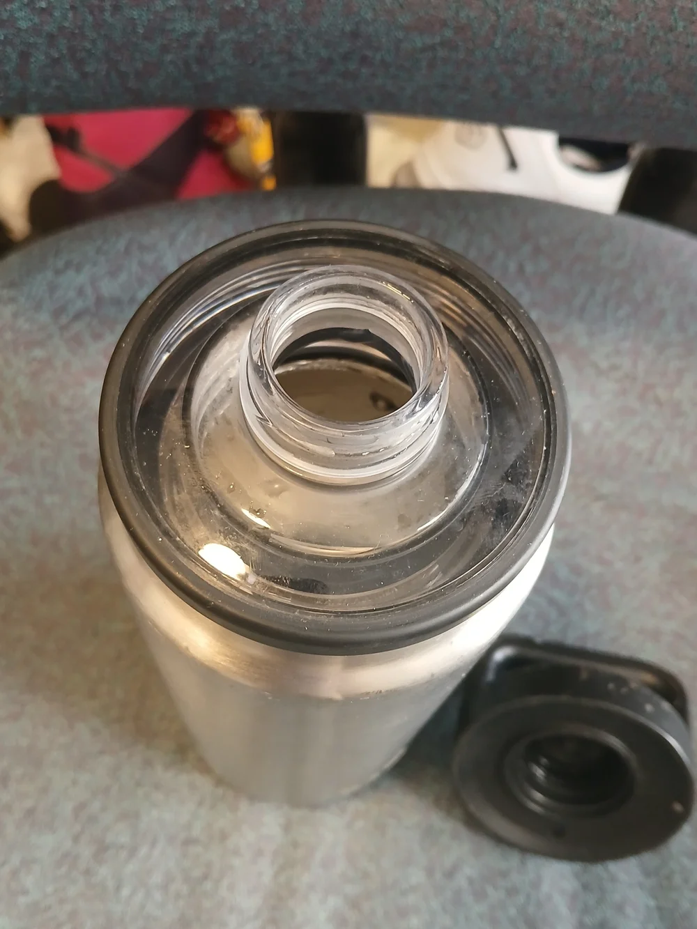 YETI Stainless Steel Travel Bottle - Silver with Black Lid Used